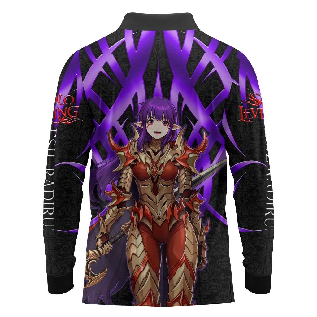 Esil Radiru Solo Leveling Long Sleeve Polo Shirt Cyber Gothic Anime Style