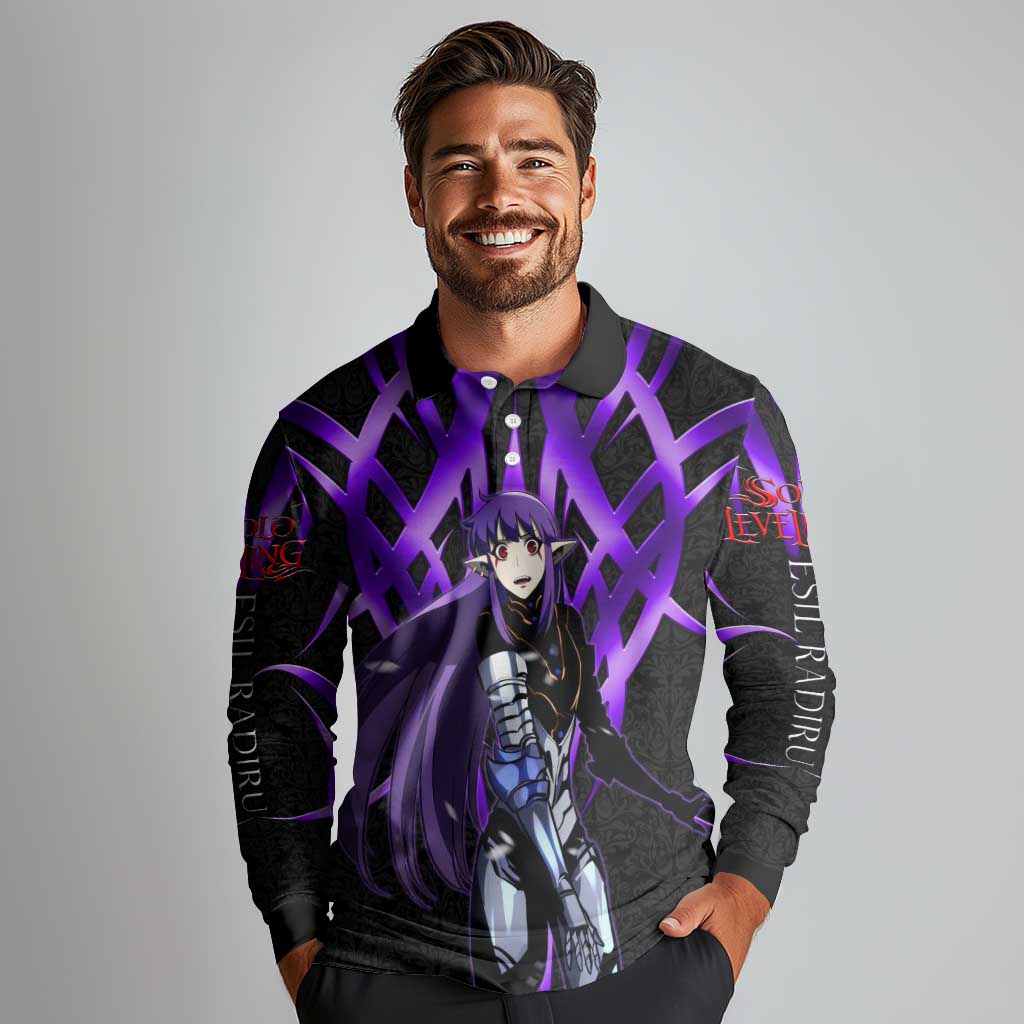 Esil Radiru Solo Leveling Long Sleeve Polo Shirt Cyber Gothic Anime Style