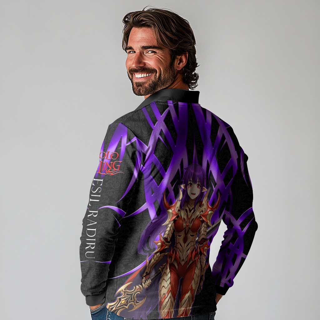 Esil Radiru Solo Leveling Long Sleeve Polo Shirt Cyber Gothic Anime Style