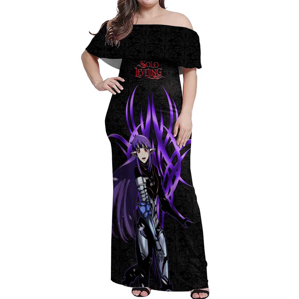 Esil Radiru Solo Leveling Off Shoulder Maxi Dress Cyber Gothic Anime Style