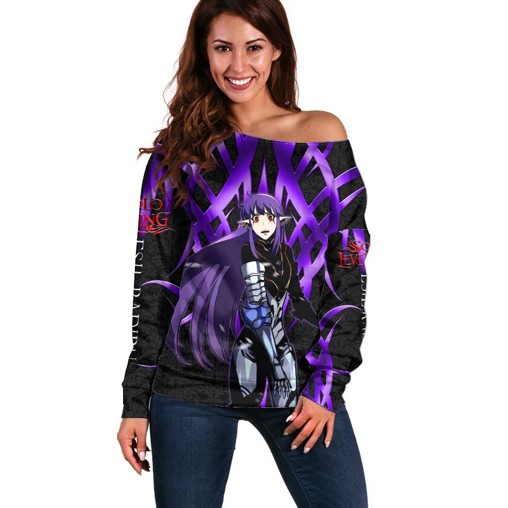 Esil Radiru Solo Leveling Off Shoulder Sweater Cyber Gothic Anime Style