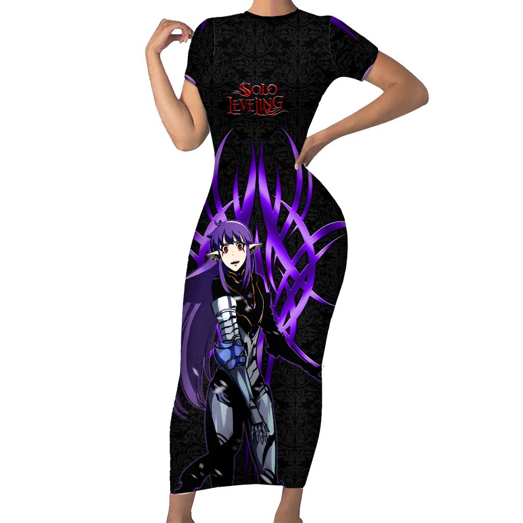 Esil Radiru Solo Leveling Short Sleeve Bodycon Dress Cyber Gothic Anime Style