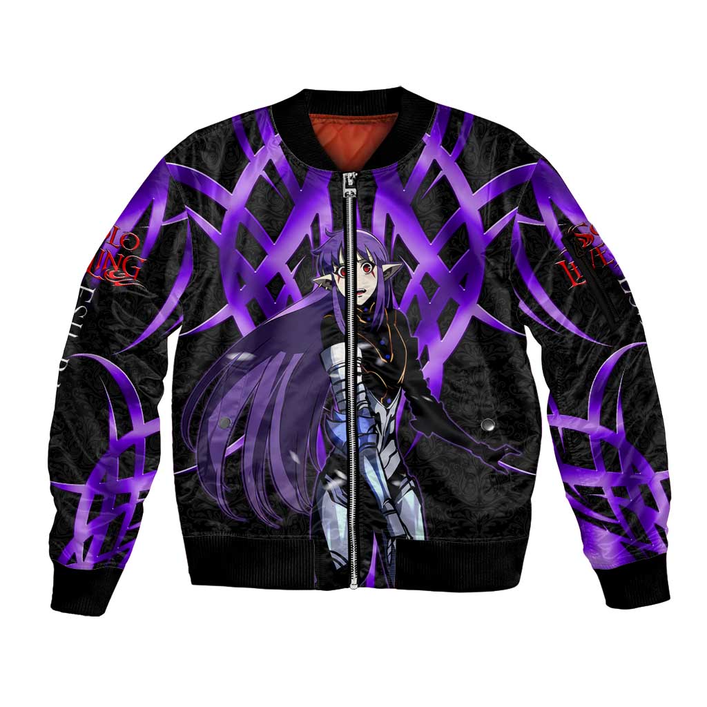 Esil Radiru Solo Leveling Sleeve Zip Bomber Jacket Cyber Gothic Anime Style