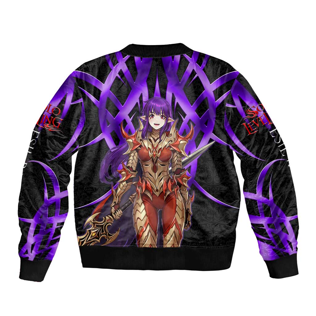 Esil Radiru Solo Leveling Sleeve Zip Bomber Jacket Cyber Gothic Anime Style