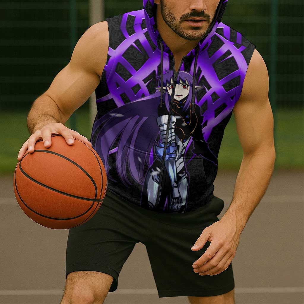 Esil Radiru Solo Leveling Sleeveless Zip Hoodie Cyber Gothic Anime Style
