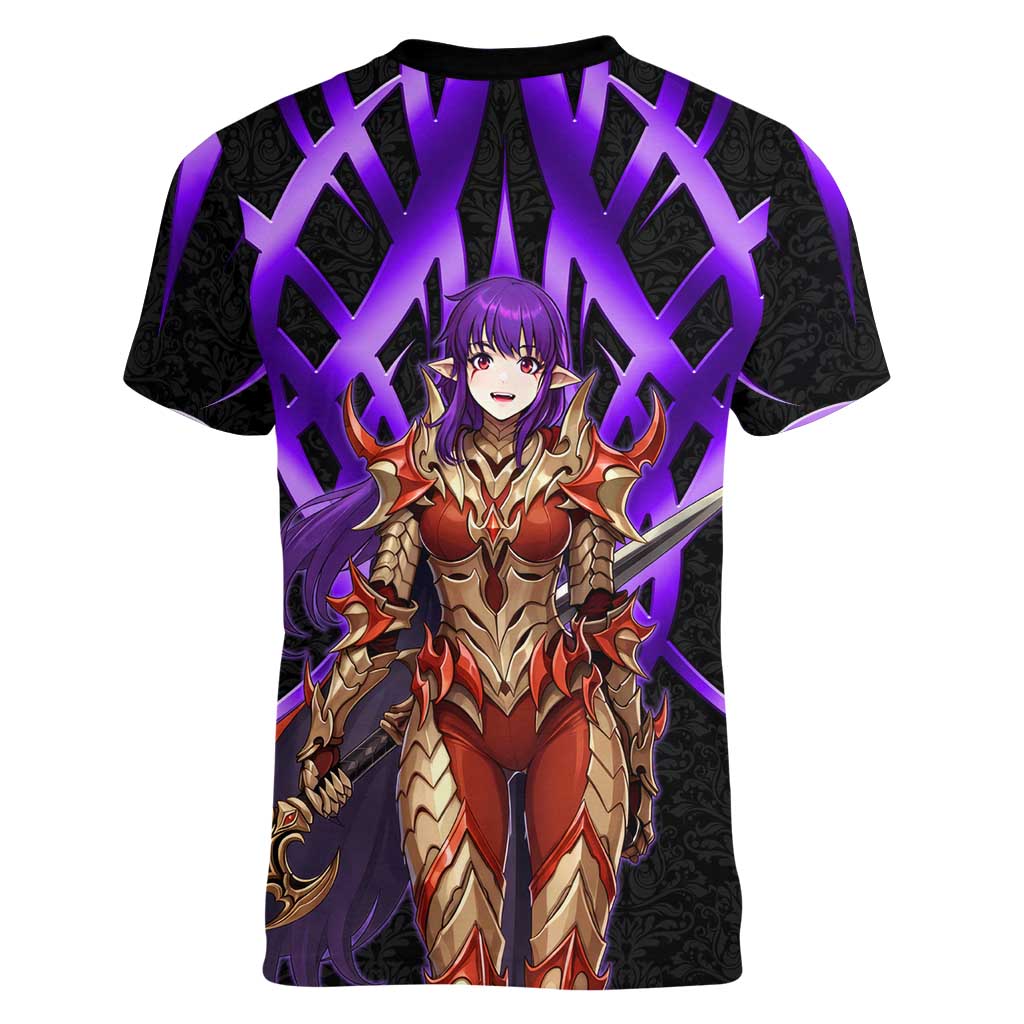 Esil Radiru Solo Leveling Women V-Neck T-Shirt Cyber Gothic Anime Style