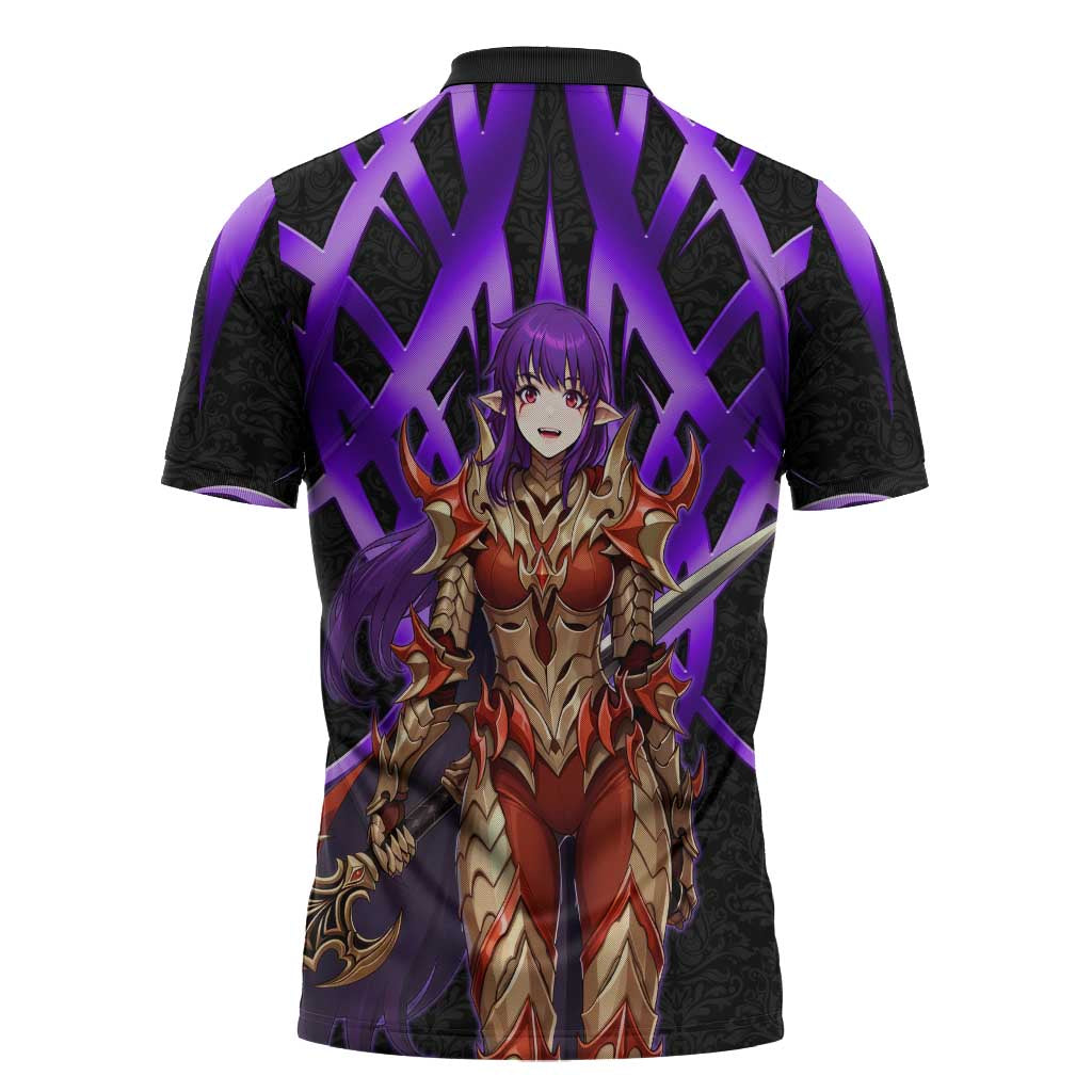 Esil Radiru Solo Leveling Zipper Polo Shirt Cyber Gothic Anime Style