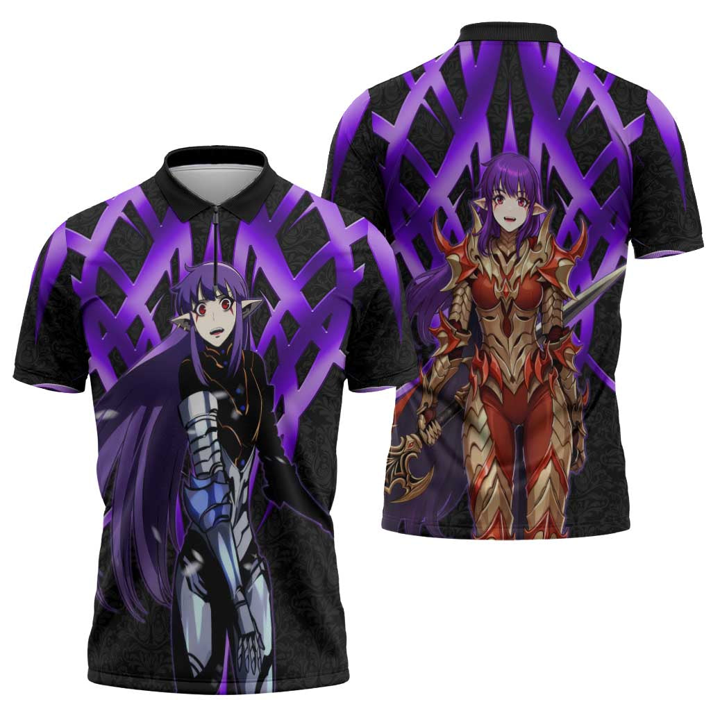 Esil Radiru Solo Leveling Zipper Polo Shirt Cyber Gothic Anime Style