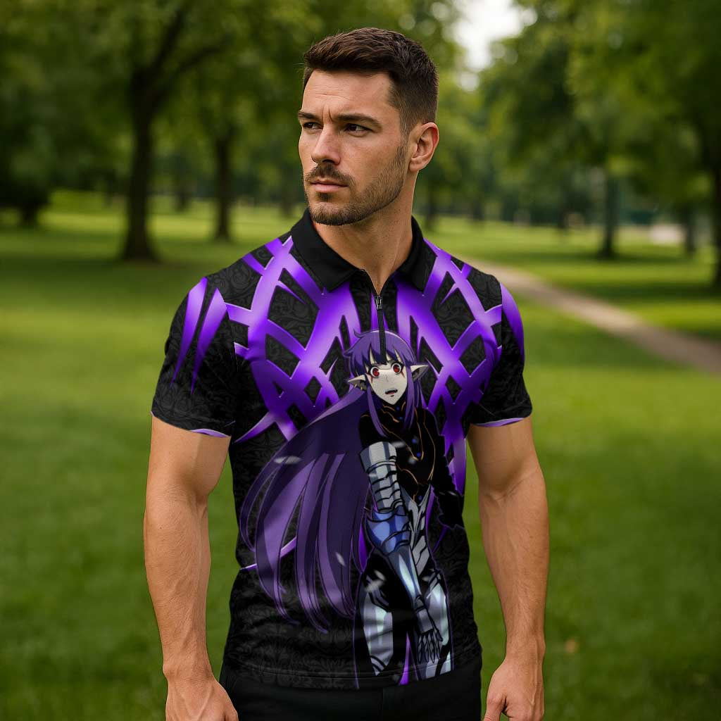 Esil Radiru Solo Leveling Zipper Polo Shirt Cyber Gothic Anime Style