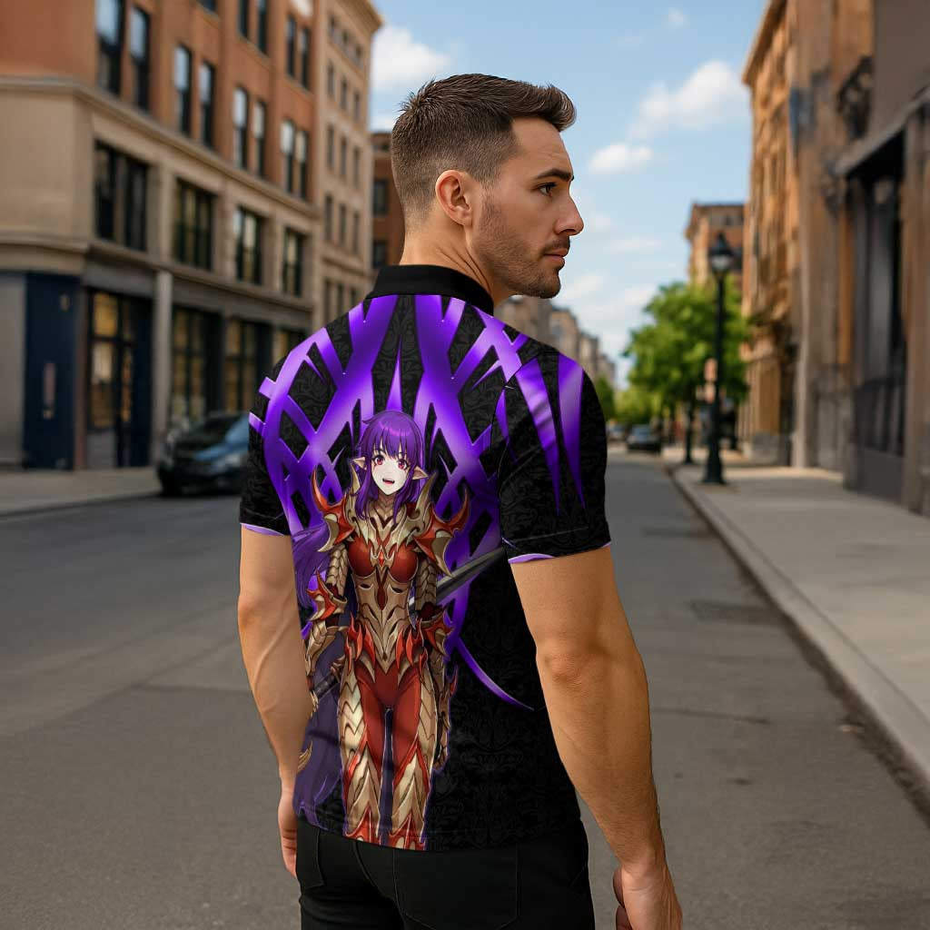 Esil Radiru Solo Leveling Zipper Polo Shirt Cyber Gothic Anime Style