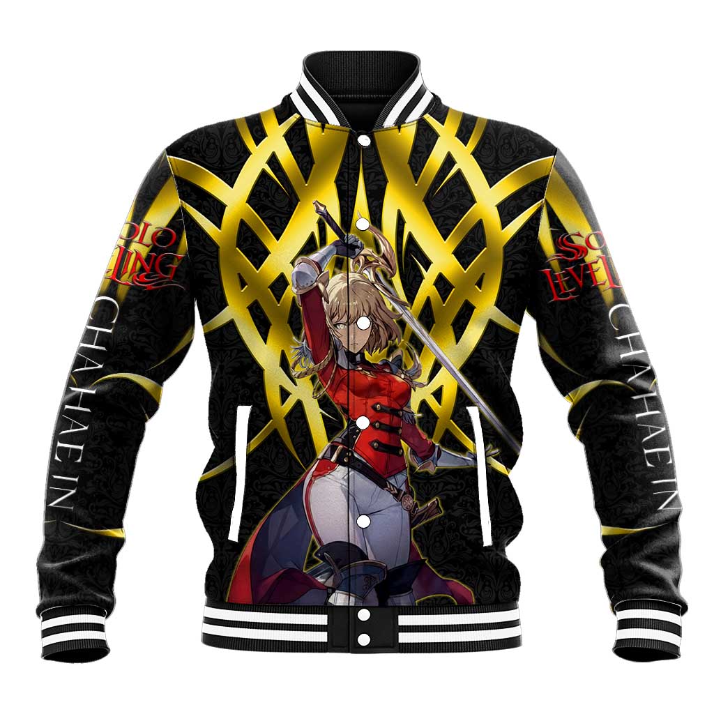 Cha Hae In Solo Leveling Baseball Jacket Golden Bladecore Anime Style