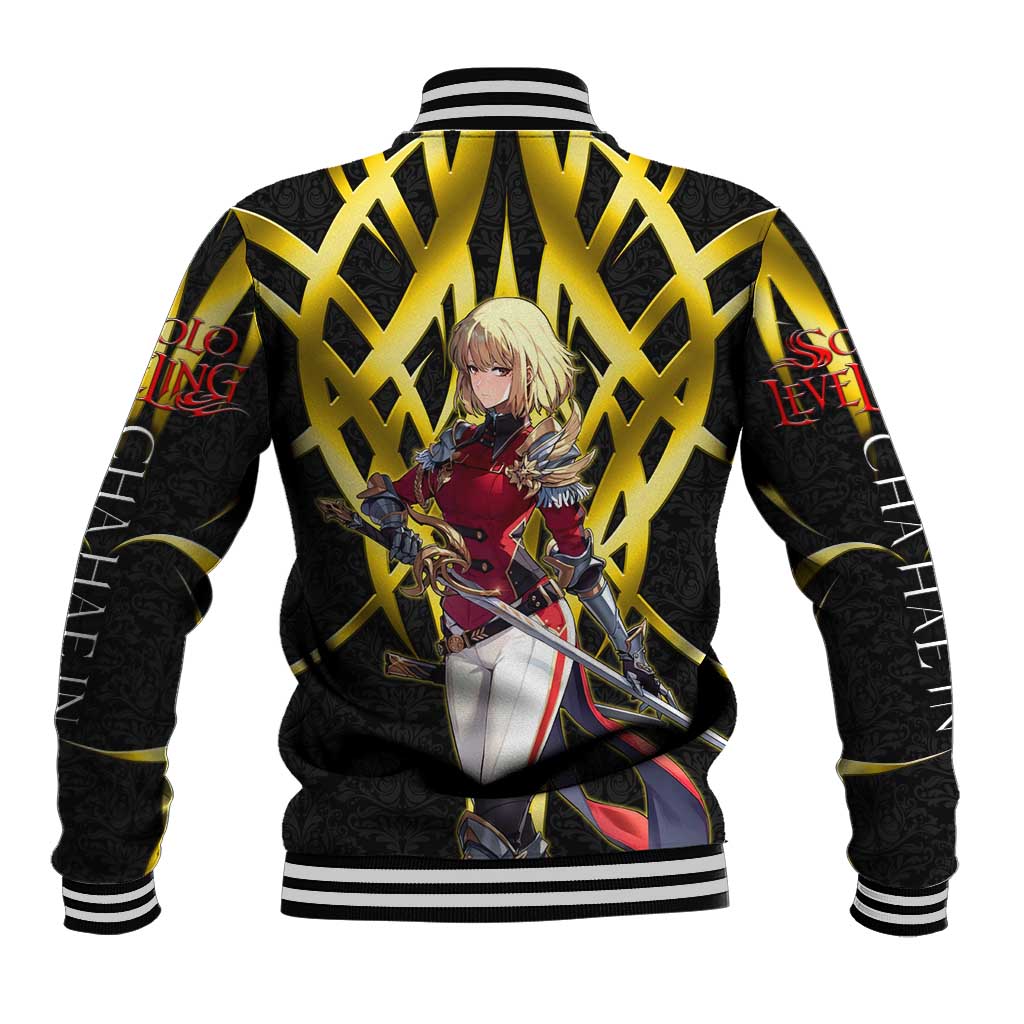 Cha Hae In Solo Leveling Baseball Jacket Golden Bladecore Anime Style