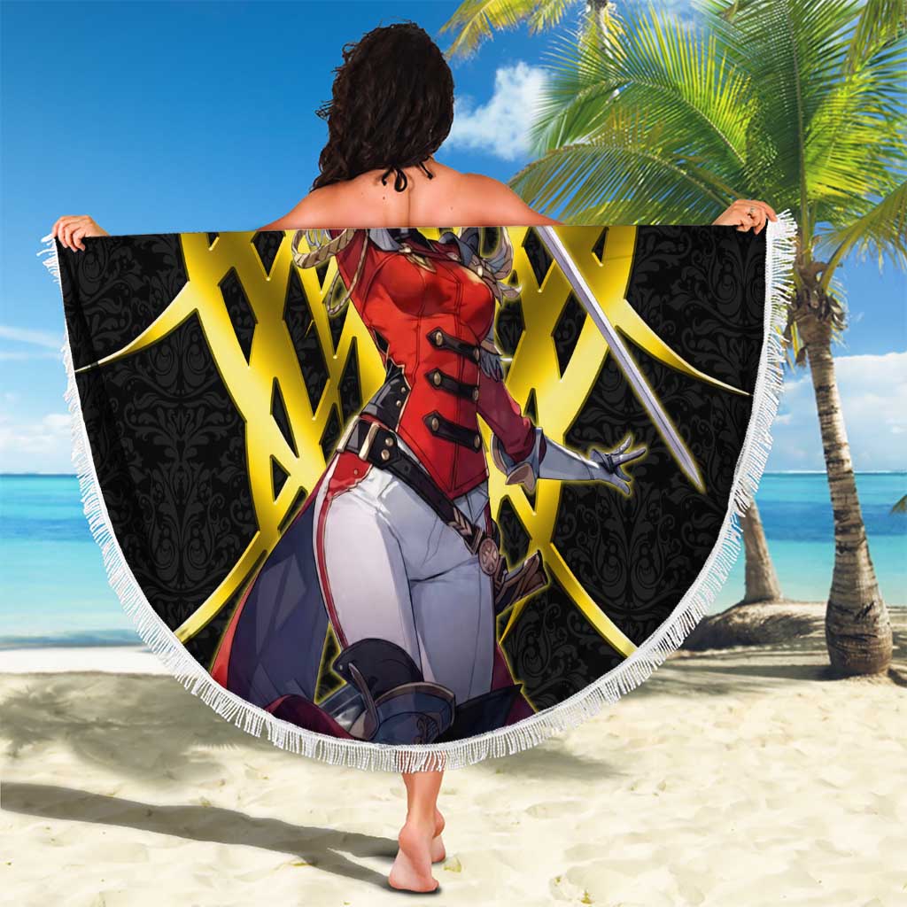 Cha Hae In Solo Leveling Beach Blanket Golden Bladecore Anime Style
