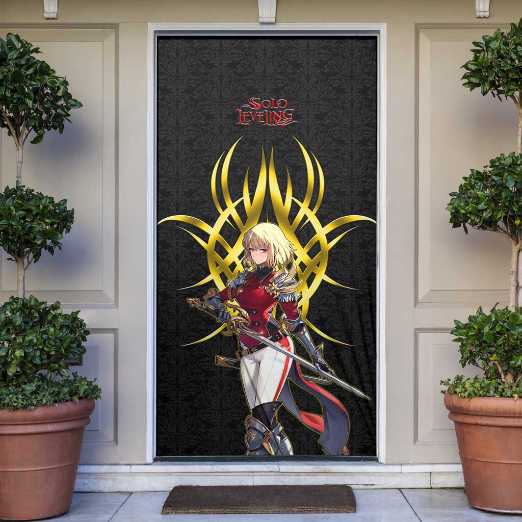 Cha Hae In Solo Leveling Door Cover Golden Bladecore Anime Style