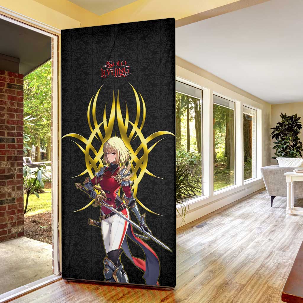Cha Hae In Solo Leveling Door Cover Golden Bladecore Anime Style