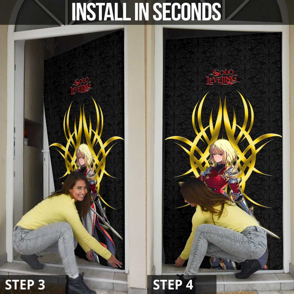 Cha Hae In Solo Leveling Door Cover Golden Bladecore Anime Style