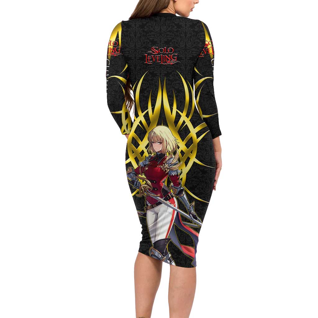 Cha Hae In Solo Leveling Family Matching Long Sleeve Bodycon Dress and Hawaiian Shirt Golden Bladecore Anime Style