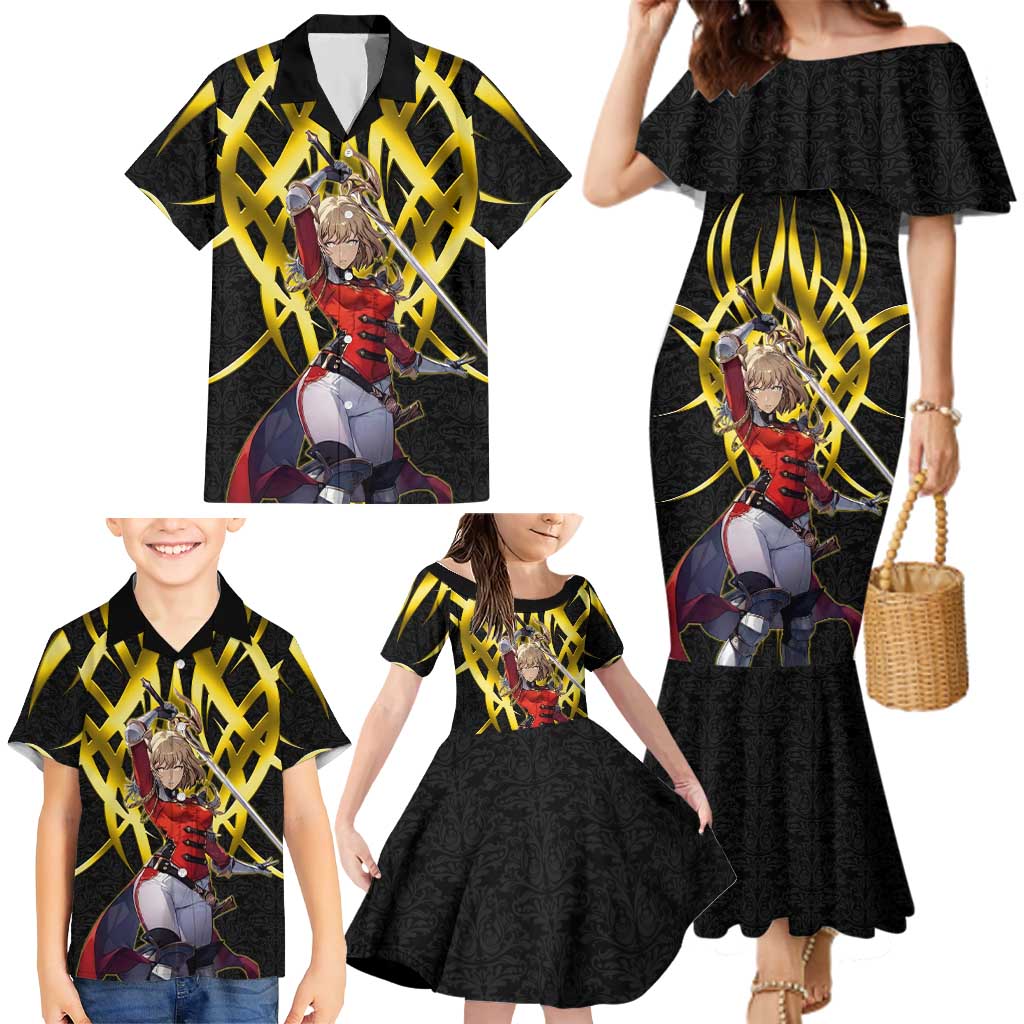 Cha Hae In Solo Leveling Family Matching Mermaid Dress and Hawaiian Shirt Golden Bladecore Anime Style