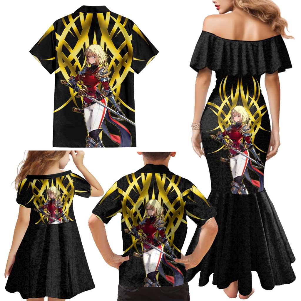 Cha Hae In Solo Leveling Family Matching Mermaid Dress and Hawaiian Shirt Golden Bladecore Anime Style