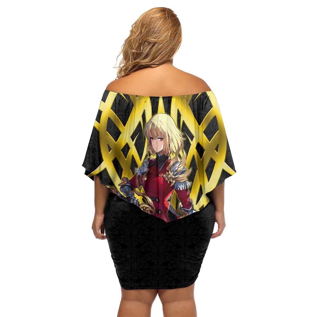 Cha Hae In Solo Leveling Family Matching Off Shoulder Short Dress and Hawaiian Shirt Golden Bladecore Anime Style