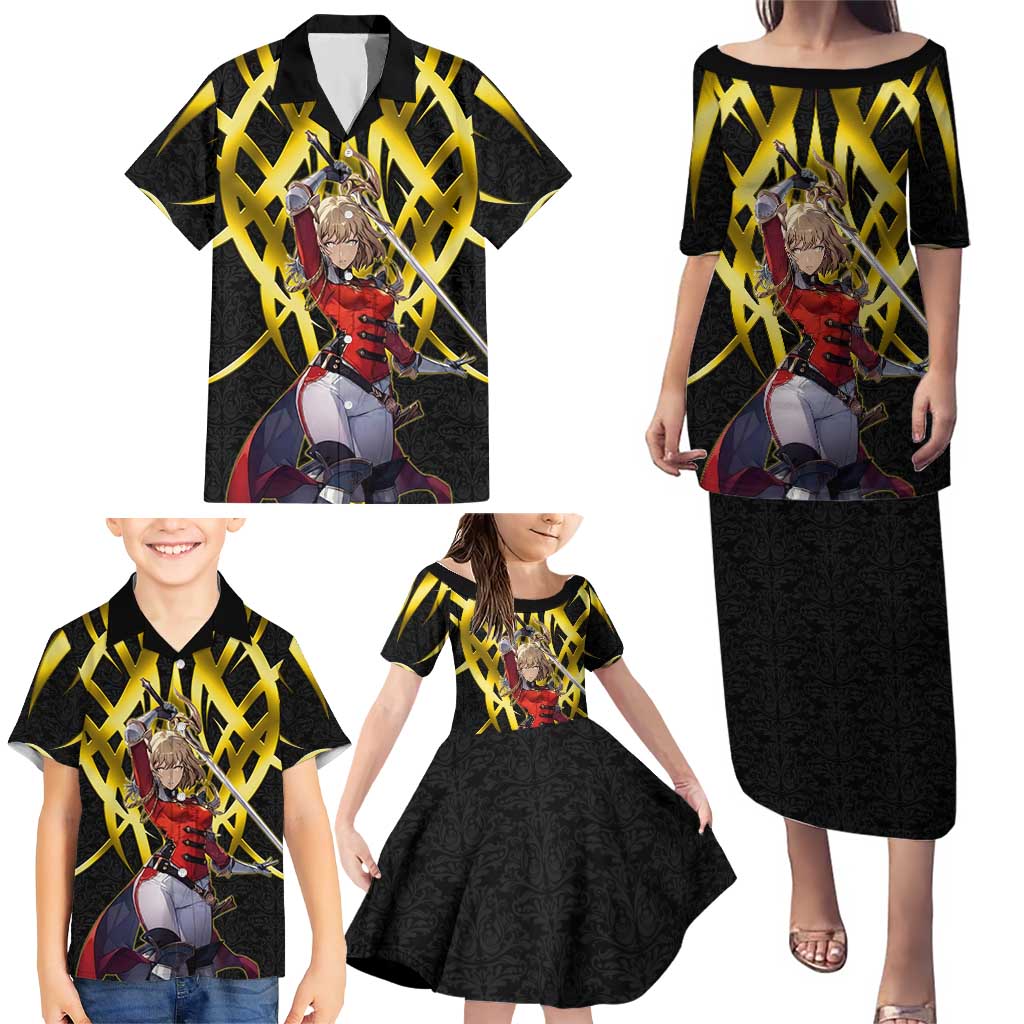 Cha Hae In Solo Leveling Family Matching Puletasi and Hawaiian Shirt Golden Bladecore Anime Style