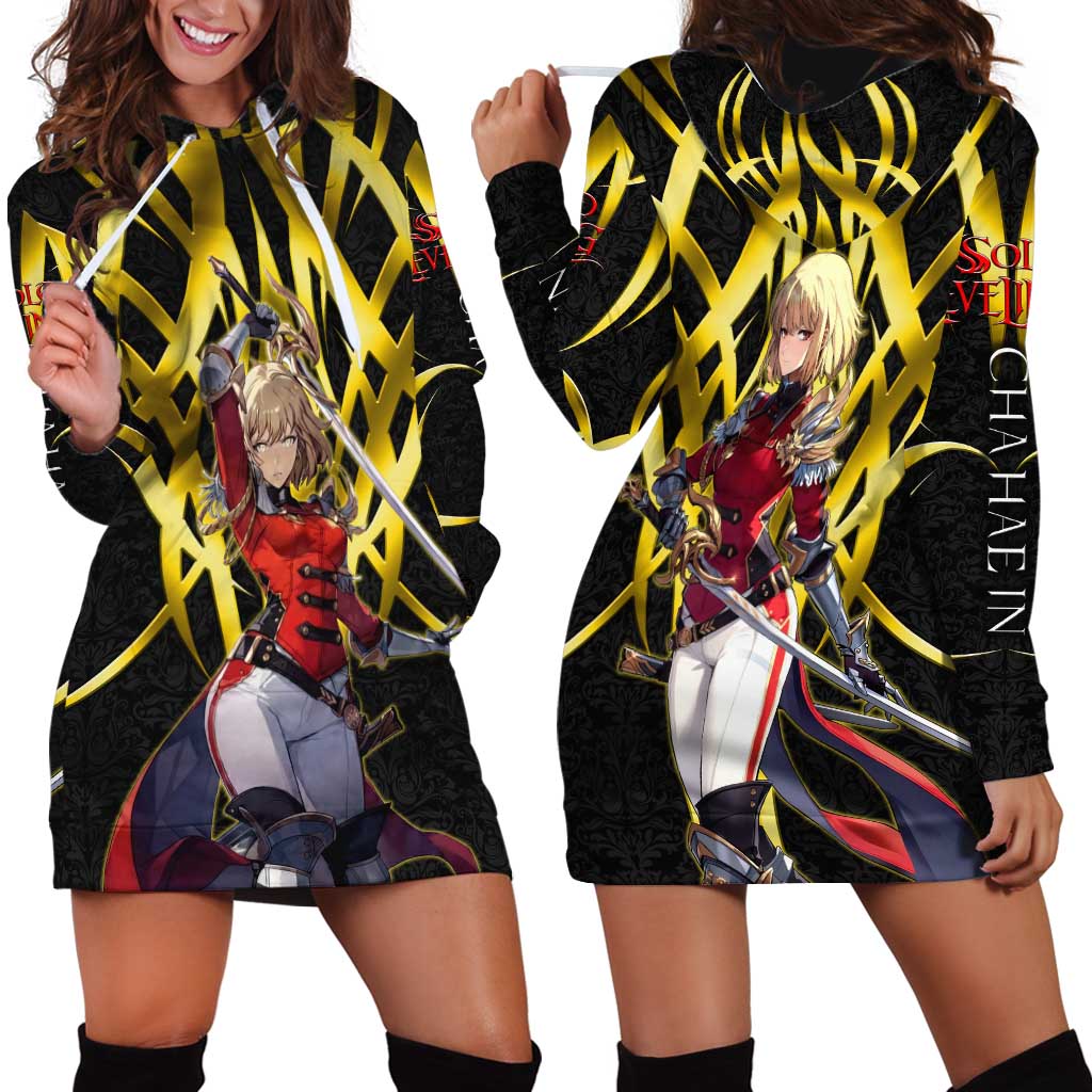 Cha Hae In Solo Leveling Hoodie Dress Golden Bladecore Anime Style