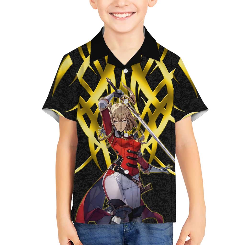 Cha Hae In Solo Leveling Kid Hawaiian Shirt Golden Bladecore Anime Style