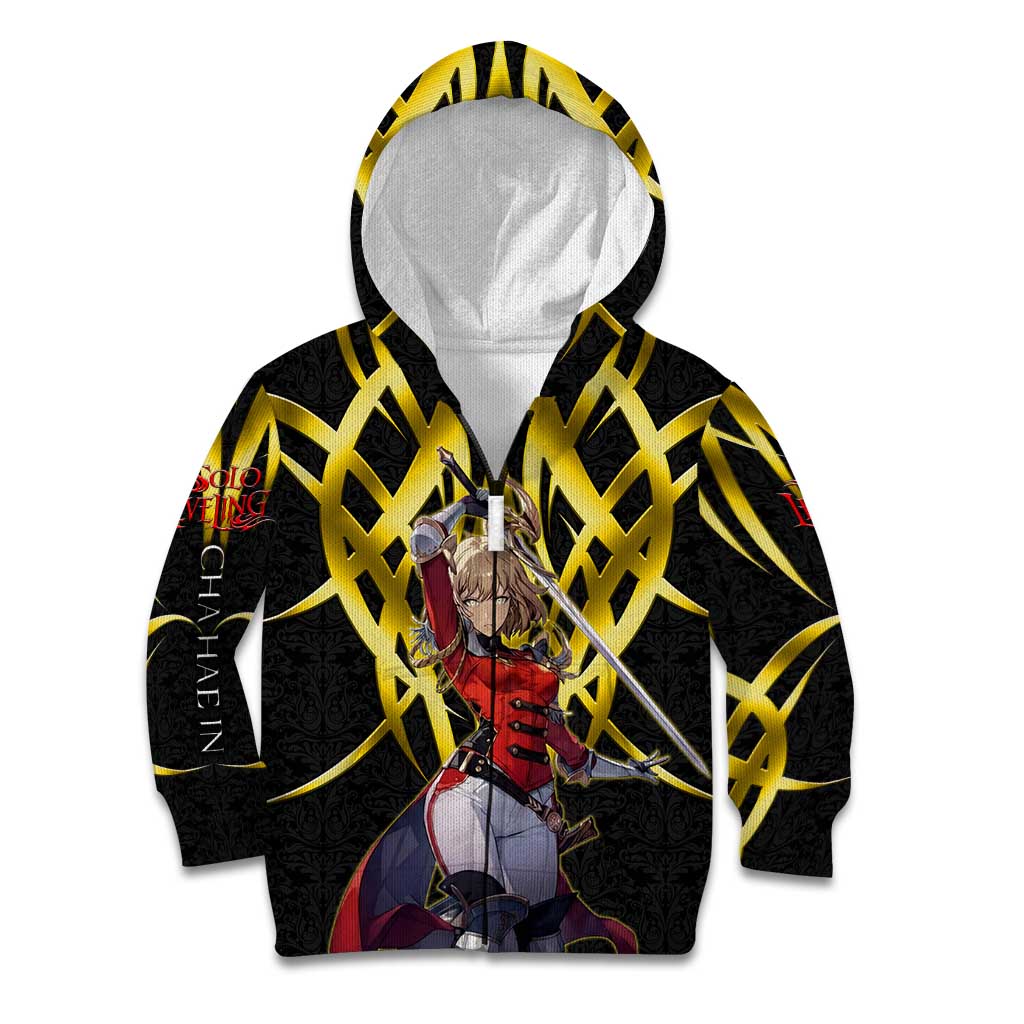 Cha Hae In Solo Leveling Kid Hoodie Golden Bladecore Anime Style