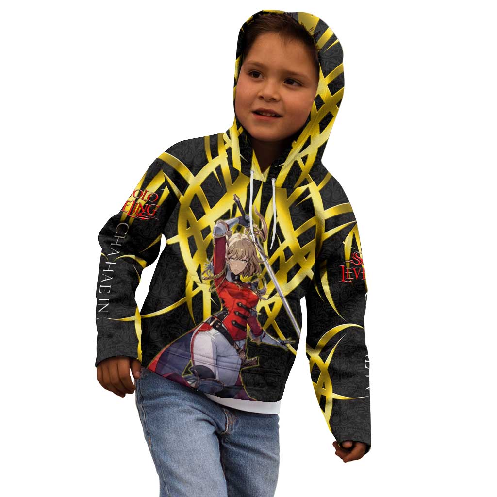 Cha Hae In Solo Leveling Kid Hoodie Golden Bladecore Anime Style
