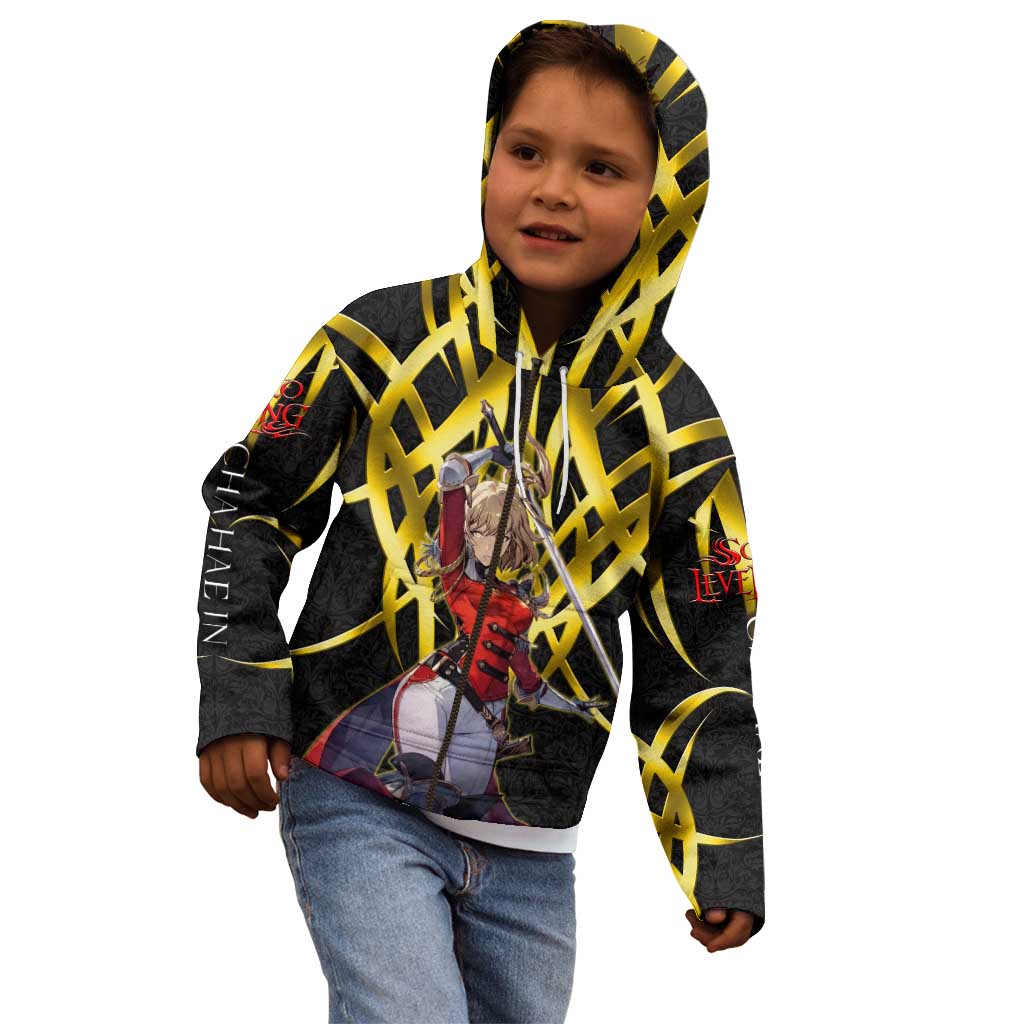 Cha Hae In Solo Leveling Kid Hoodie Golden Bladecore Anime Style