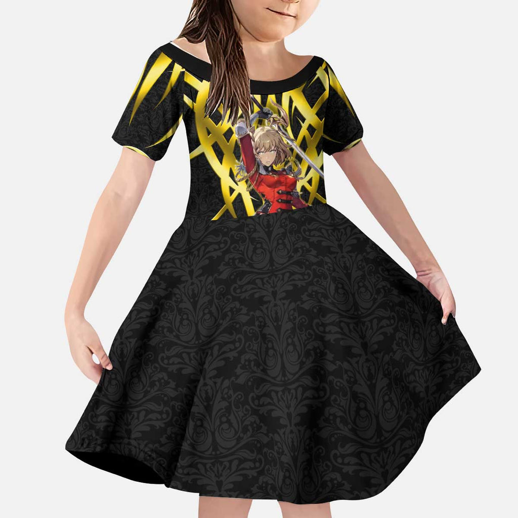 Cha Hae In Solo Leveling Kid Short Sleeve Dress Golden Bladecore Anime Style