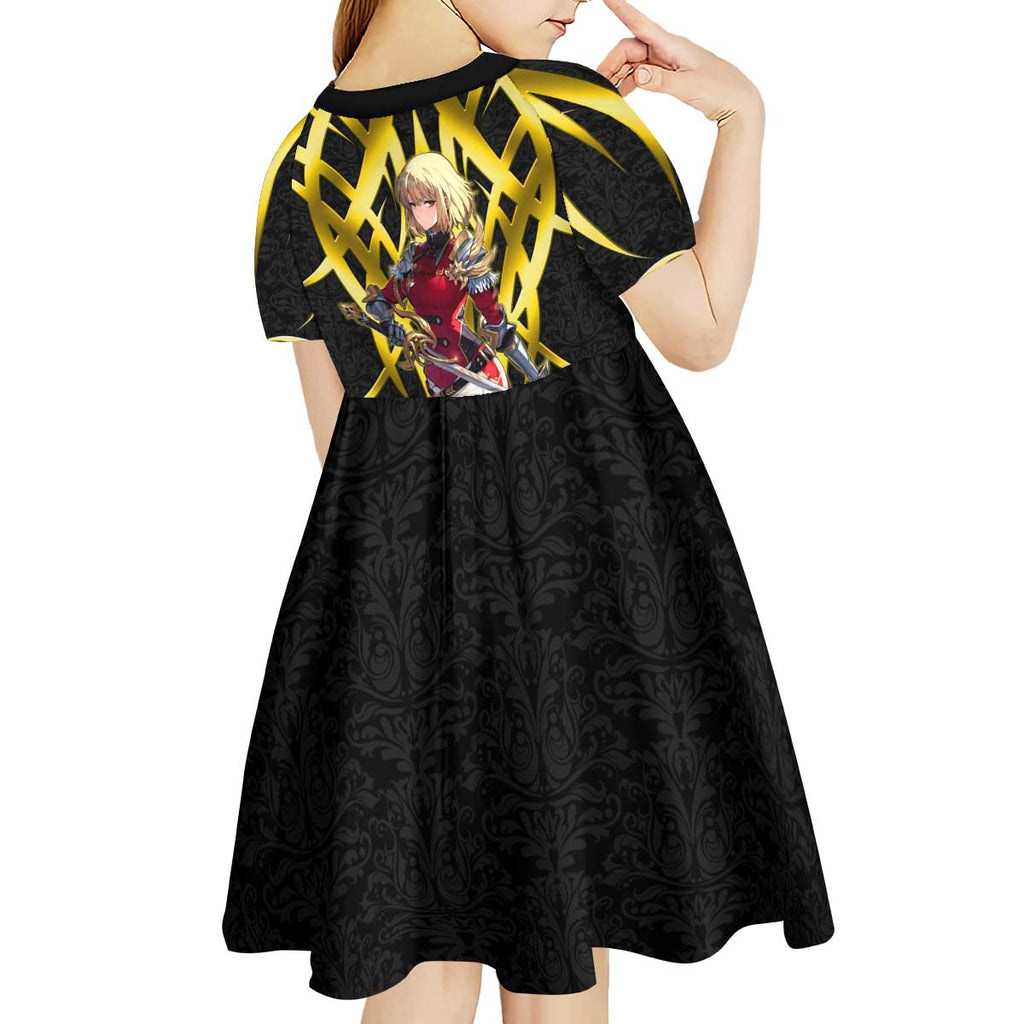 Cha Hae In Solo Leveling Kid Short Sleeve Dress Golden Bladecore Anime Style