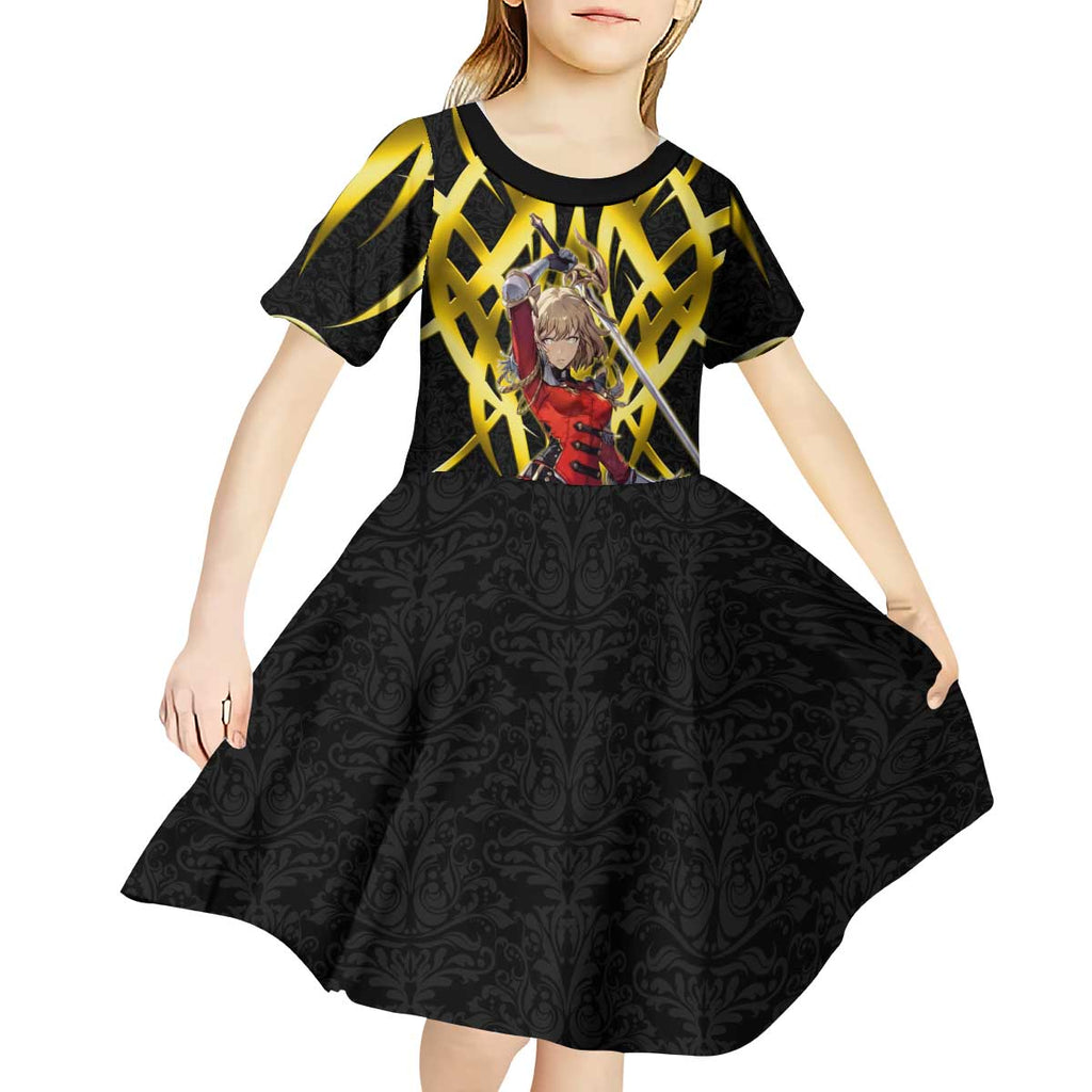 Cha Hae In Solo Leveling Kid Short Sleeve Dress Golden Bladecore Anime Style