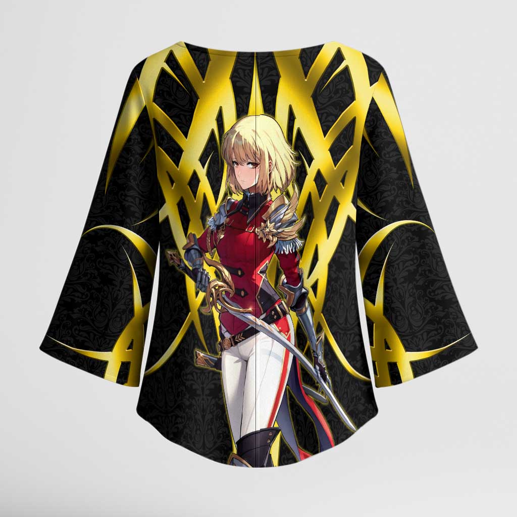 Cha Hae In Solo Leveling Kimono Sleeve Blouse Golden Bladecore Anime Style