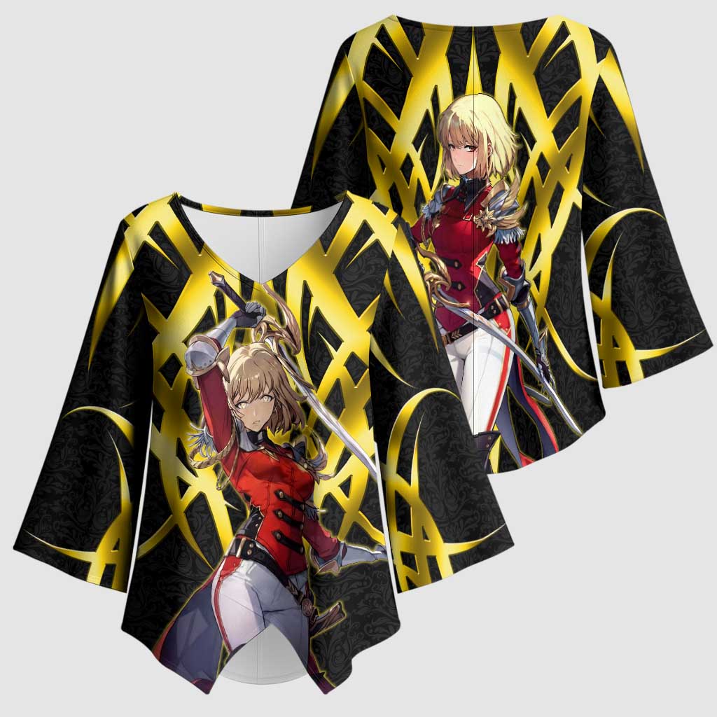 Cha Hae In Solo Leveling Kimono Sleeve Blouse Golden Bladecore Anime Style