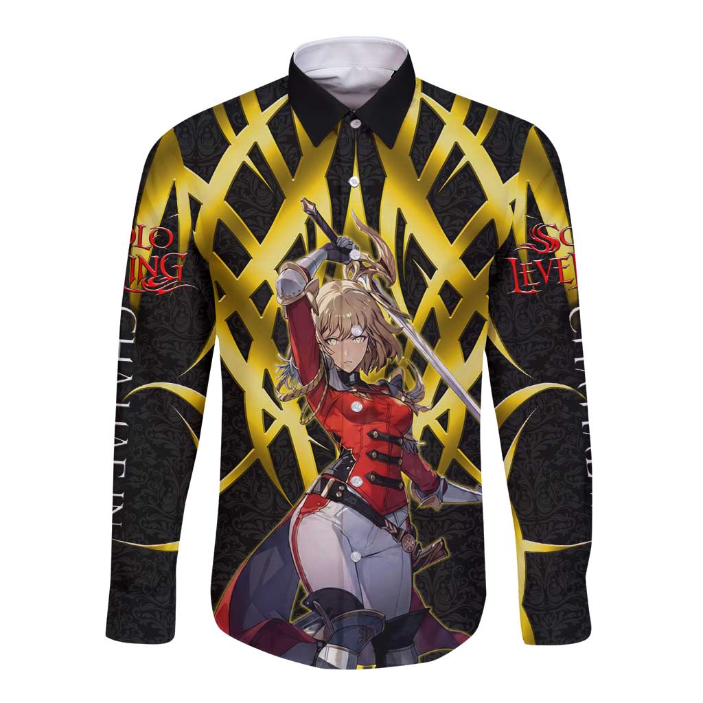 Cha Hae In Solo Leveling Long Sleeve Button Shirt Golden Bladecore Anime Style