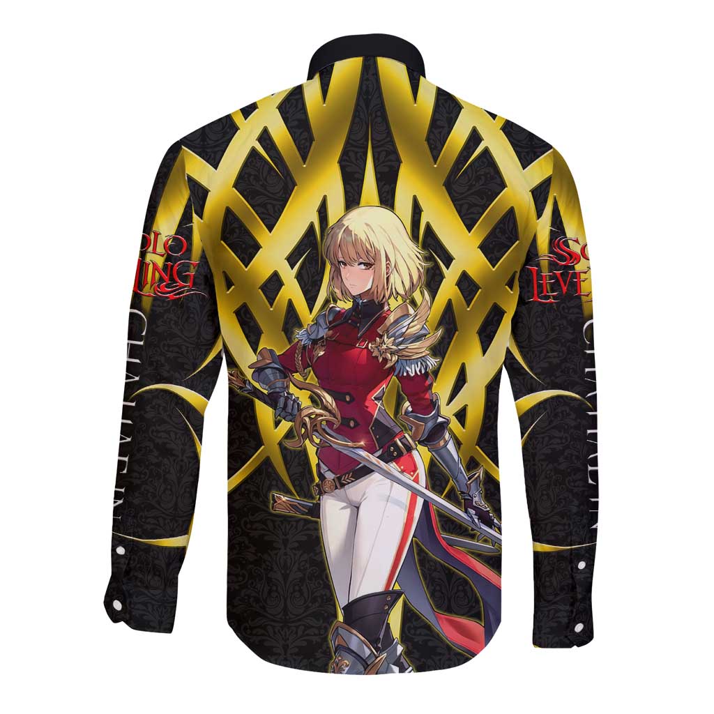 Cha Hae In Solo Leveling Long Sleeve Button Shirt Golden Bladecore Anime Style