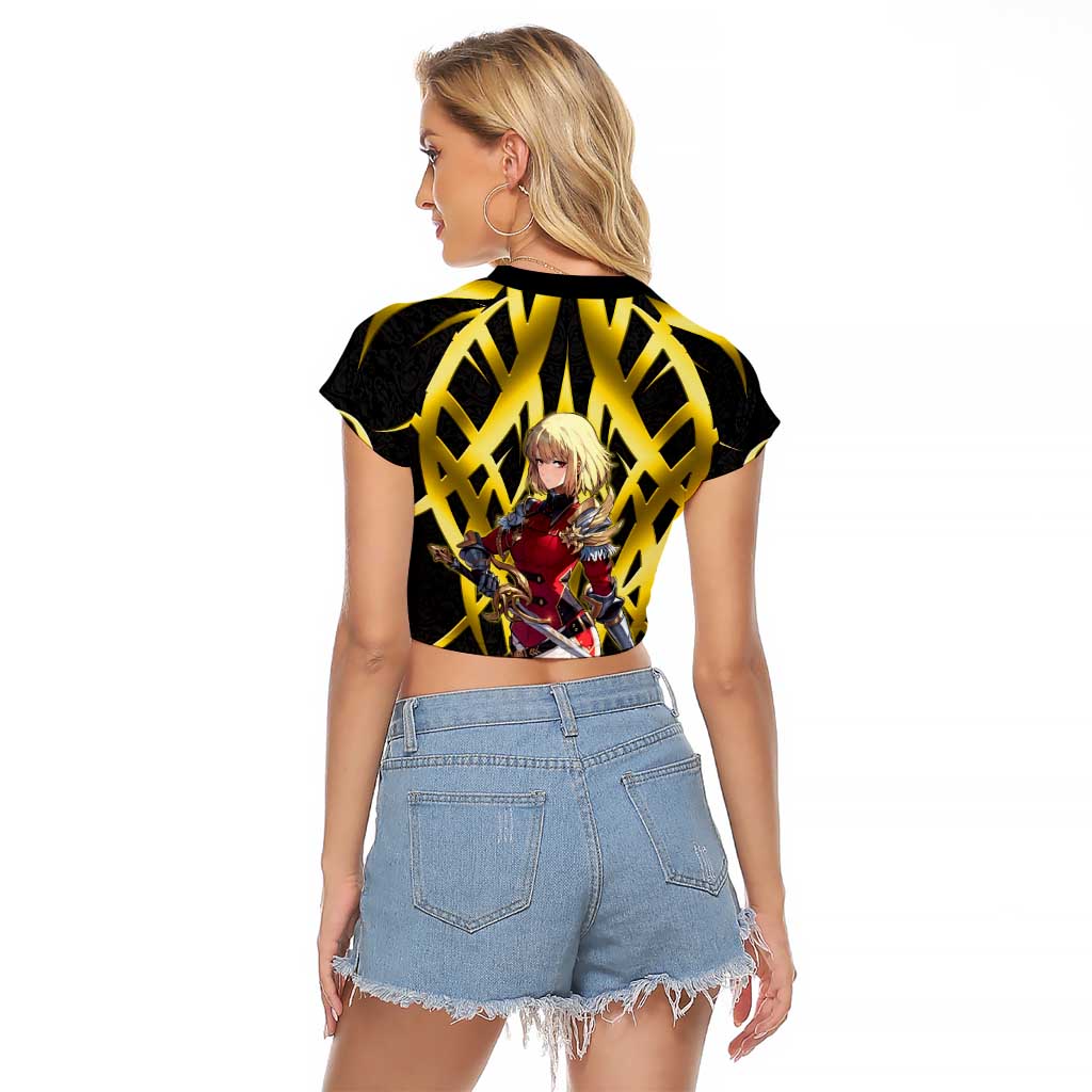 Cha Hae In Solo Leveling Raglan Cropped T Shirt Golden Bladecore Anime Style