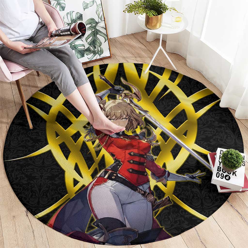Cha Hae In Solo Leveling Round Carpet Golden Bladecore Anime Style