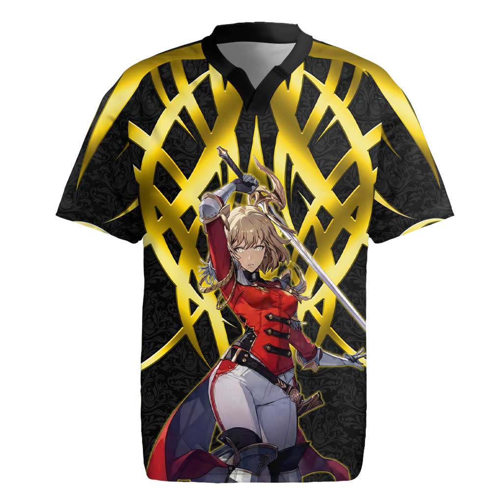 Cha Hae In Solo Leveling Rugby Jersey Golden Bladecore Anime Style