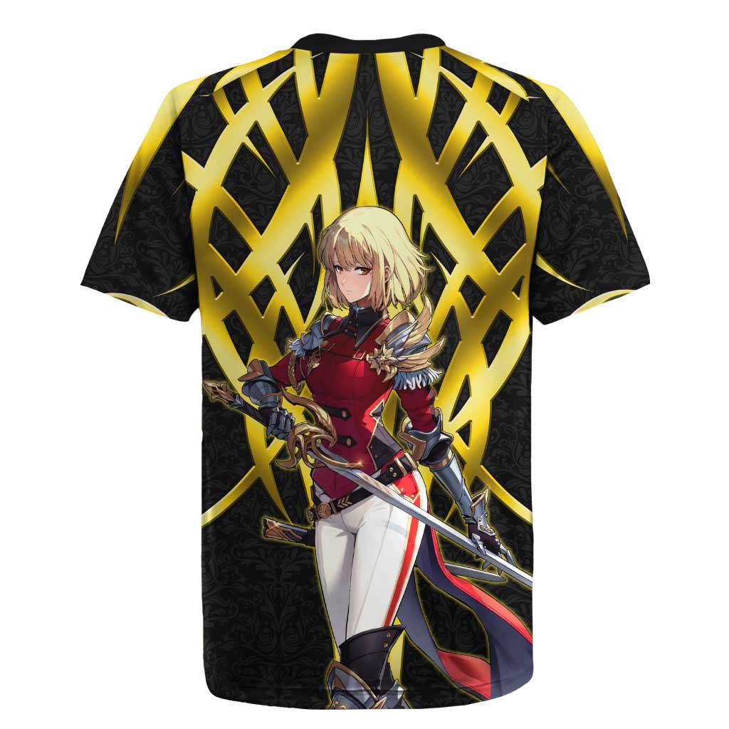 Cha Hae In Solo Leveling Rugby Jersey Golden Bladecore Anime Style