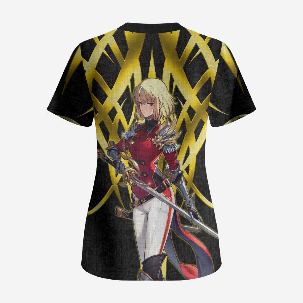 Cha Hae In Solo Leveling Scrub Top Golden Bladecore Anime Style