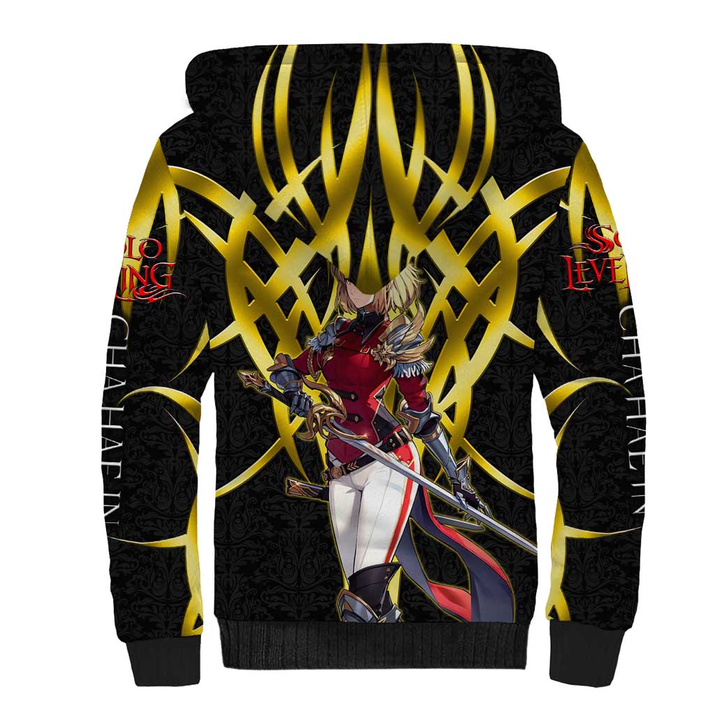 Cha Hae In Solo Leveling Sherpa Hoodie Golden Bladecore Anime Style