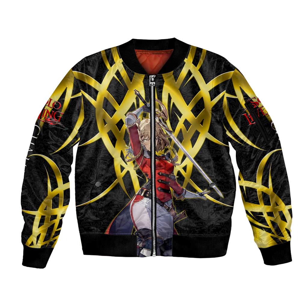 Cha Hae In Solo Leveling Sleeve Zip Bomber Jacket Golden Bladecore Anime Style