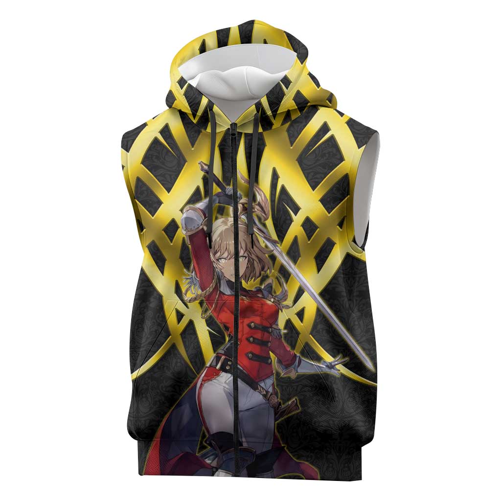 Cha Hae In Solo Leveling Sleeveless Zip Hoodie Golden Bladecore Anime Style