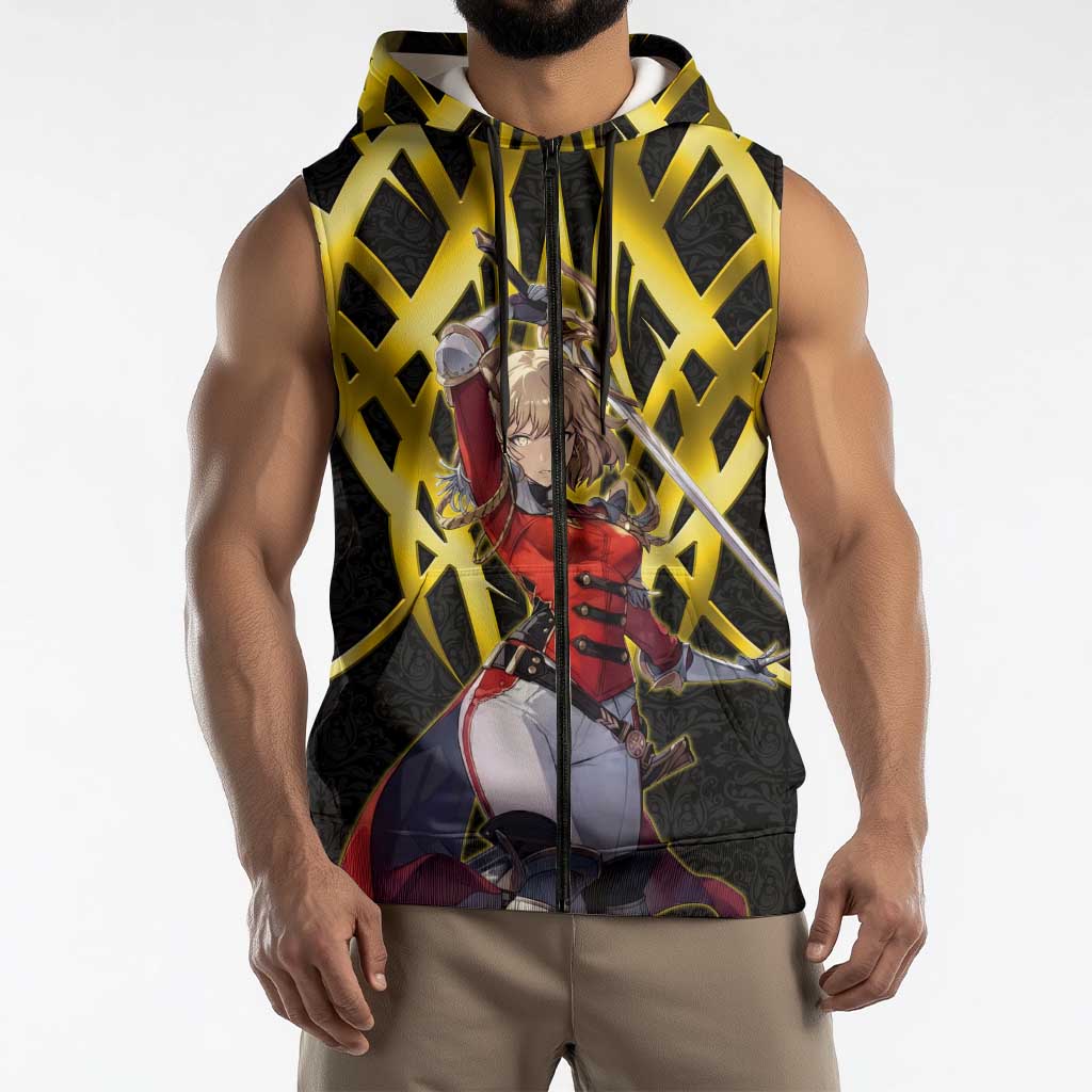 Cha Hae In Solo Leveling Sleeveless Zip Hoodie Golden Bladecore Anime Style