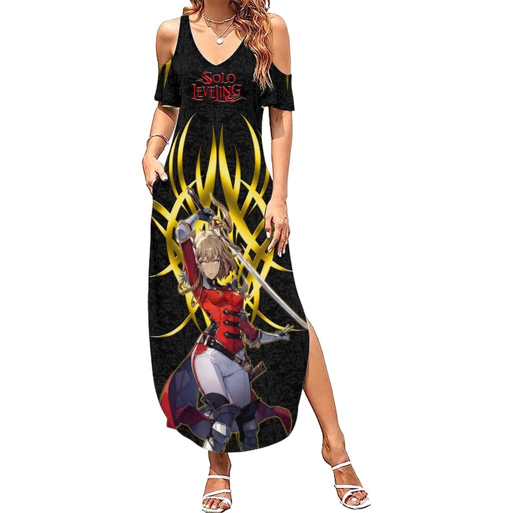 Cha Hae In Solo Leveling Summer Maxi Dress Golden Bladecore Anime Style