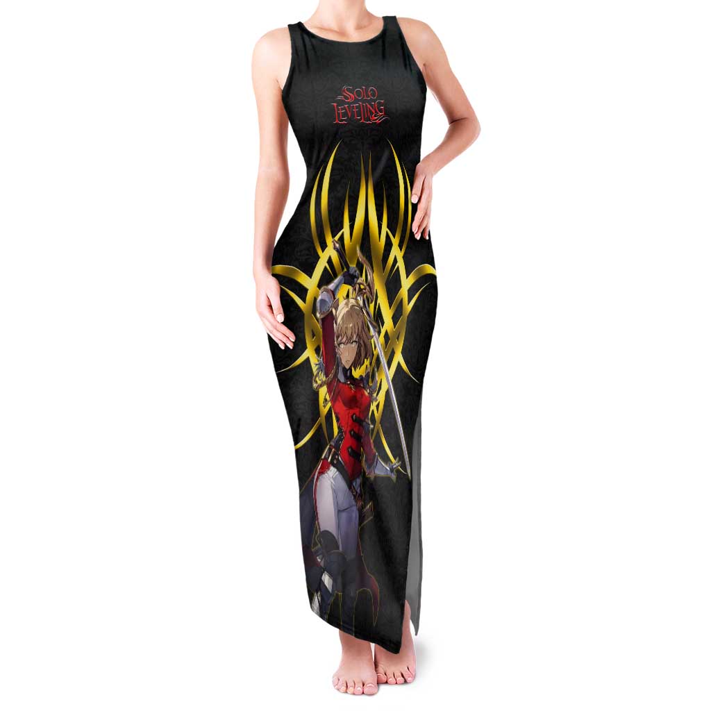 Cha Hae In Solo Leveling Tank Maxi Dress Golden Bladecore Anime Style
