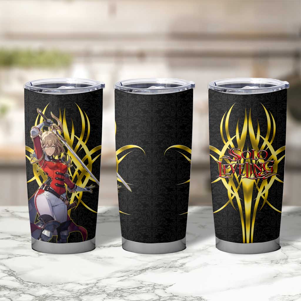 Cha Hae In Solo Leveling Tumbler Cup Golden Bladecore Anime Style