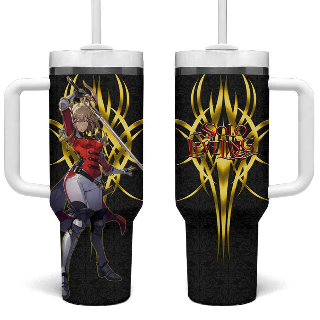 Cha Hae In Solo Leveling Tumbler With Handle Golden Bladecore Anime Style